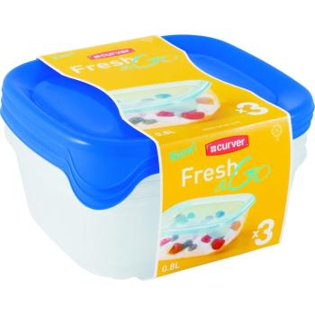 CURVER Sada dóz na potraviny FRESH & GO 3x0,8L | transparentná / modrá