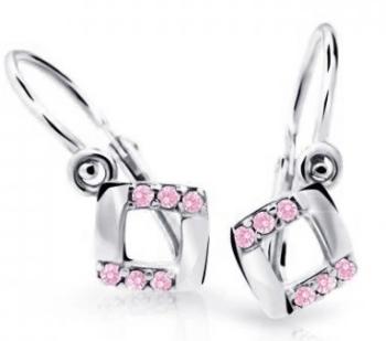 Cutie Jewellery Štvorcové detské náušnice z bieleho zlata C2268-10-X-2 ružová