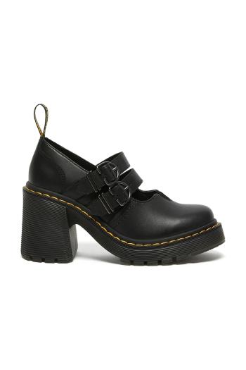 Kožené lodičky Dr. Martens Eviee Mary Jane čierna farba, na podpätku, DM27371001