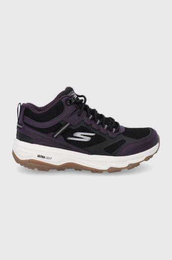 Topánky Skechers fialová farba, na plochom podpätku