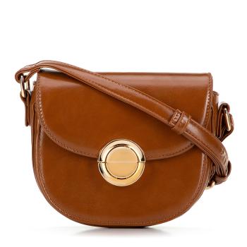 Dámska kabelka crossbody s okrúhlou prackou hnedá 99-4Y-507-4  