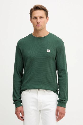 Tričko s dlhým rukávom Calvin Klein Jeans béžová farba, jednofarebné, LV040EM217
