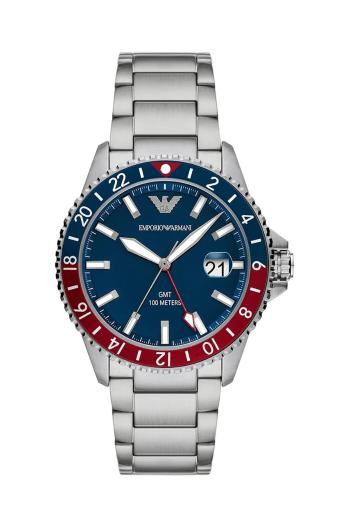 Hodinky Emporio Armani Diver GMT pánske, strieborná farba, AR11590