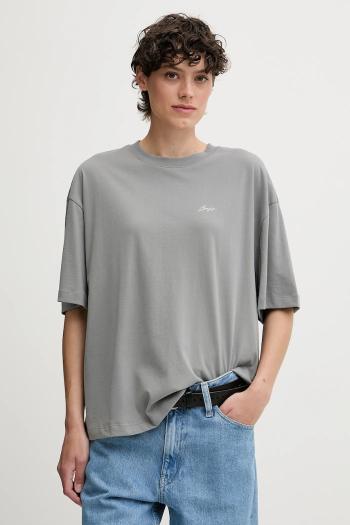 Bavlnené tričko BOSS Orange dámske, šedá farba, 50545498