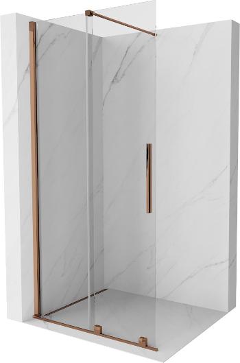 MEXEN/S - Velár posuvné sprchové dvere Walk-in 80 cm, transparent, ružové zlato 871-080-000-03-60