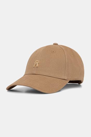 Bavlnená šiltovka Tommy Hilfiger béžová farba, s nášivkou, AW0AW17631