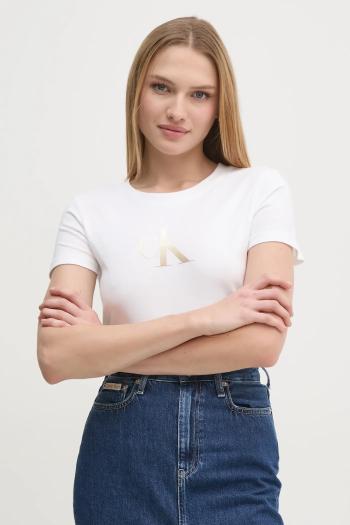 Bavlnené tričko Calvin Klein Jeans dámske, biela farba, J20J224982