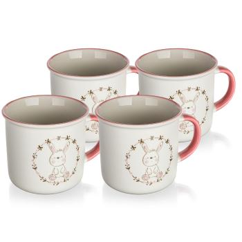 Set de 4 căni din ceramică Banquet BUNNY, 400 ml