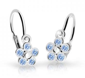 Cutie Jewellery Detské kvietkové náušnice z bieleho zlata C2744-10-X-2 svetlo modrá