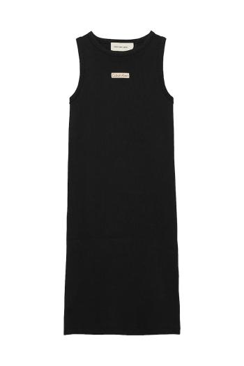 Dievčenské šaty Calvin Klein Jeans čierna farba, midi, rovný strih, IG0IG02906