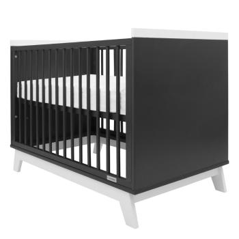 New Baby Crib Marcus, negru/alb