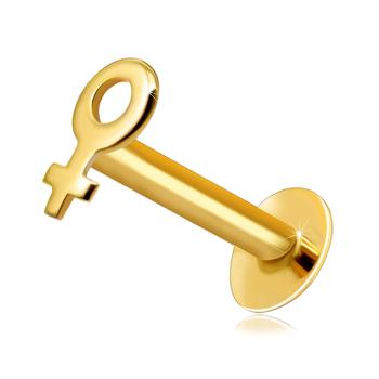 Piercing do pery a brady z 375 žltého zlata - kontúra ženského symbolu, plochý tvar