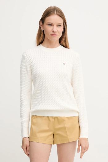 Bavlnený sveter Tommy Hilfiger béžová farba, ľahké, WW0WW44993