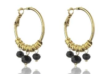 Marc Malone Pozlátené kruhové náušnice Zoey Black Earrings MCE23010G