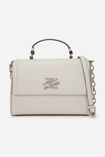Kožená kabelka Karl Lagerfeld biela farba, A1W30170