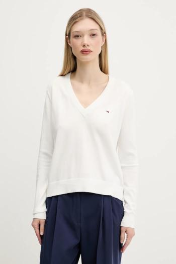 Bavlnený sveter Tommy Jeans žltá farba, ľahké, DW0DW19888