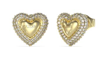 Guess Romantické pozlátené náušnice Srdiečka Beloved JUBE05020JWYGT/U