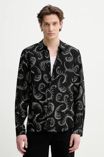 Košeľa The Kooples pánska, čierna farba, regular, s klasickým golierom, HCCL30019K