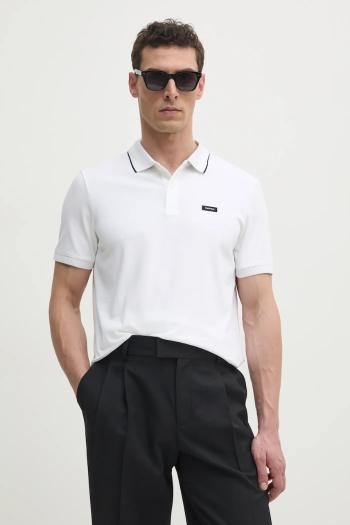 Polo tričko Calvin Klein pánske, biela farba, jednofarebné, K10K114141