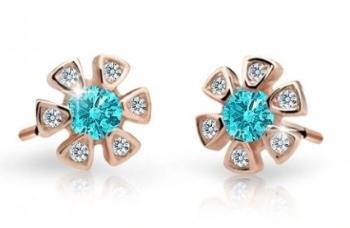 Cutie Jewellery Detské náušnice z ružového zlata C2156-30-X-4 svetlo zelená