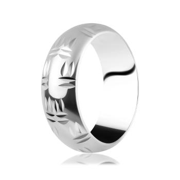 Strieborný prsteň 925 - indiánsky motív, dvojité zárezy - Veľkosť: 54 mm