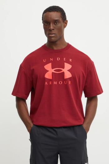 Tričko Under Armour HW Branded pánske, bordová farba, s potlačou, 1389146