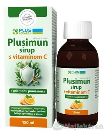 Plusimun sirup s vitamínom C s pomarančovou príchuťou, 150 ml