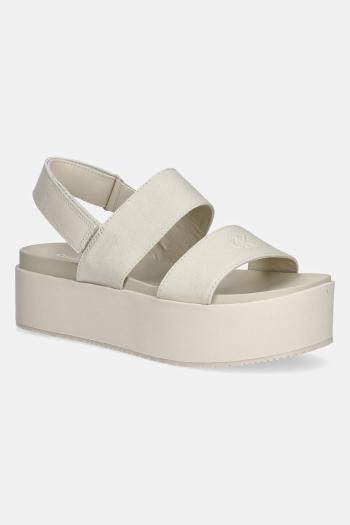 Sandále Calvin Klein Jeans FLATFORM SANDAL SLING IN dámske, béžová farba, na platforme, YW0YW01788