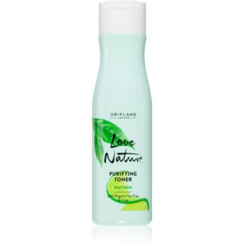 Oriflame Love Nature Organic Tea Tree & Lime čistiaca pleťová voda pre mastnú pleť 150 ml