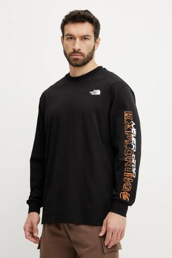 Bavlnené tričko s dlhým rukávom The North Face TNF X NSE čierna farba, s potlačou, NF0A8C3ZJK31