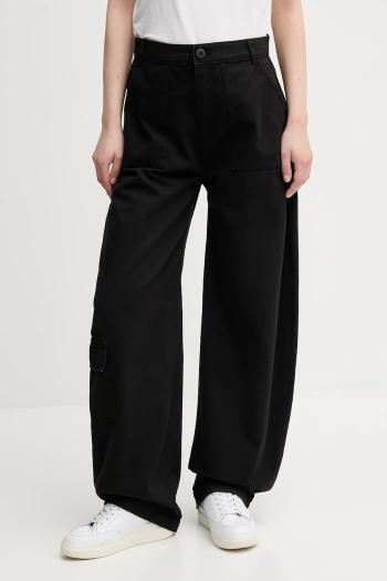 Bavlnené nohavice Alpha Industries Field Pant čierna farba, široké, vysoký pás, 148021