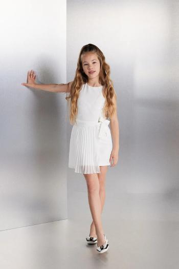 Dievčenské šaty Patrizia Pepe W146 biela farba, mini, rovný strih, 7A0539