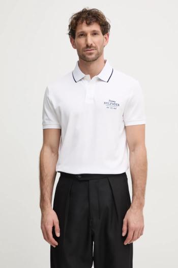 Polo tričko Tommy Hilfiger pánsky, biela farba, s nášivkou, MW0MW37519