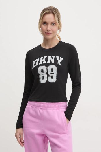Tričko s dlhým rukávom Dkny dámske, čierna farba, DP4T9979