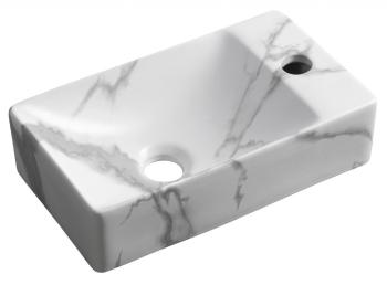 SAPHO - MARGITHA keramické umývadlo 38x22cm, otvor pro batériu vpravo, carrara MGT38217