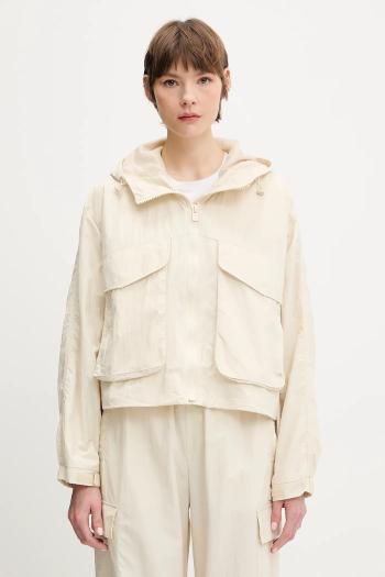 Bunda EA7 Emporio Armani béžová farba, prechodná, oversize, AF12452.7W000159