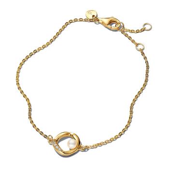 Pandora Pozlátený náramok s perlou a zirkónmi Essence Shine 563830C01 18 cm