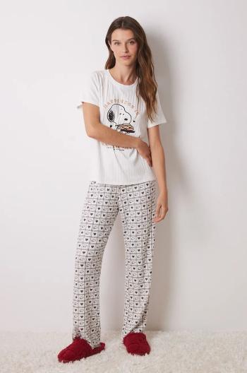 Bavlnené pyžamo women'secret SNOOPY béžová farba, bavlnené, 3138625