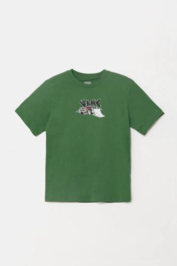 Detské bavlnené tričko Vans Copout zelená farba, s potlačou, VN000MK1BR11