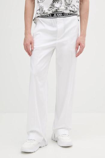 Nohavice Versace Jeans Couture biela farba, rovný strih, 78GAA113 N0311
