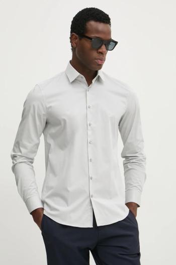 Košeľa Calvin Klein pánska, šedá farba, slim, s klasickým golierom, K10K108229
