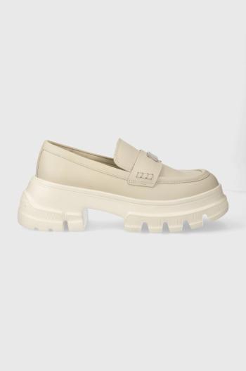 Mokasíny Tommy Jeans TJW CHUNKY LOAFER dámske, béžová farba, na platforme, EN0EN02504