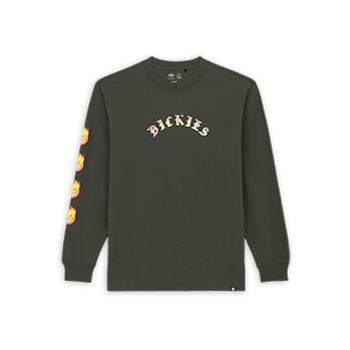 Dickies  x spitfire long sleeve tee  Tričká a polokošele Zelená