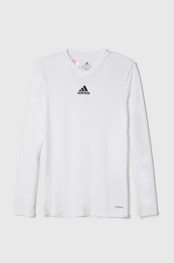 Detské tričko s dlhým rukávom adidas biela farba, jednofarebné