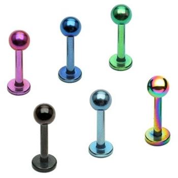 Labret s guličkou anodizovaný titán - Hrúbka piercingu: 1,2 mm, Farba zirkónu: Modrá - B