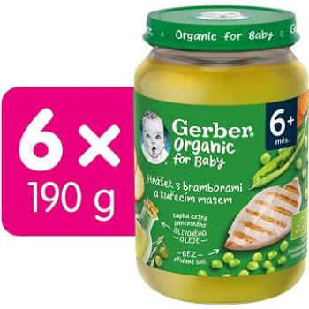 GERBER Organic detský príkrm hrášok so zemiakmi a kuracím mäsom 6× 190 g (7613287805126)