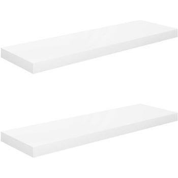 Shumee plávajúce nástenné 2 ks biele vysoký lesk 80×23,5×3,8 cm, 323752