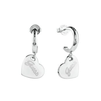 Guess Oceľové náušnice s príveskami srdca Vintage Guess JUBE05151JWRHWHT/U