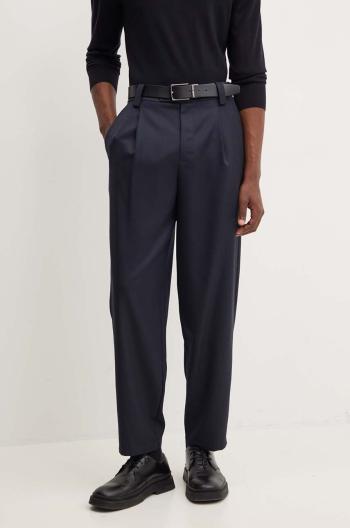 Vlnené nohavice A.P.C. pantalon renato tmavomodrá farba, rovné, WOAPO.H08428