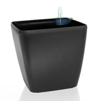 Ghiveci cu auto-irigare Flower Lover Quadrato matnegru, 22 cm, negru, 22 cm